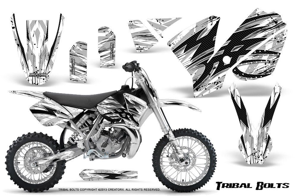 KTM SX65 02-08 Graphics Kit Tribal Bolts White NP Rims